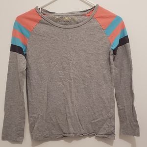Women's Long Sleeve T-shirt Gray Striped Large 14